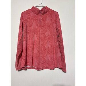 IBKUL Womens XXL Pink Quarter Zip Mock Neck UPF 50+ Long Sleeve Base Layer Top